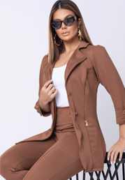 Blazer Tecido Montaria Marrom